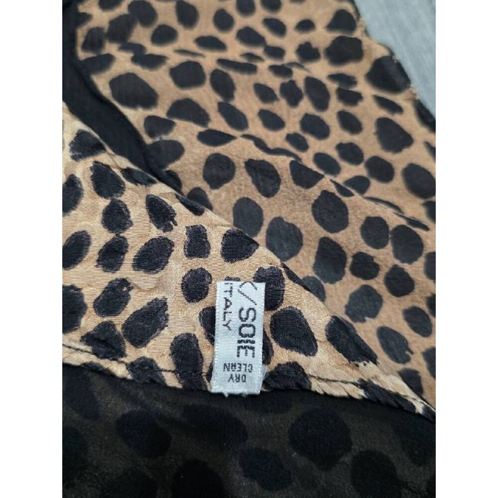 Great Vintage Leopard Print Silk ITALY Scarf square cover up large squar A004964 - Picture 4 of 10